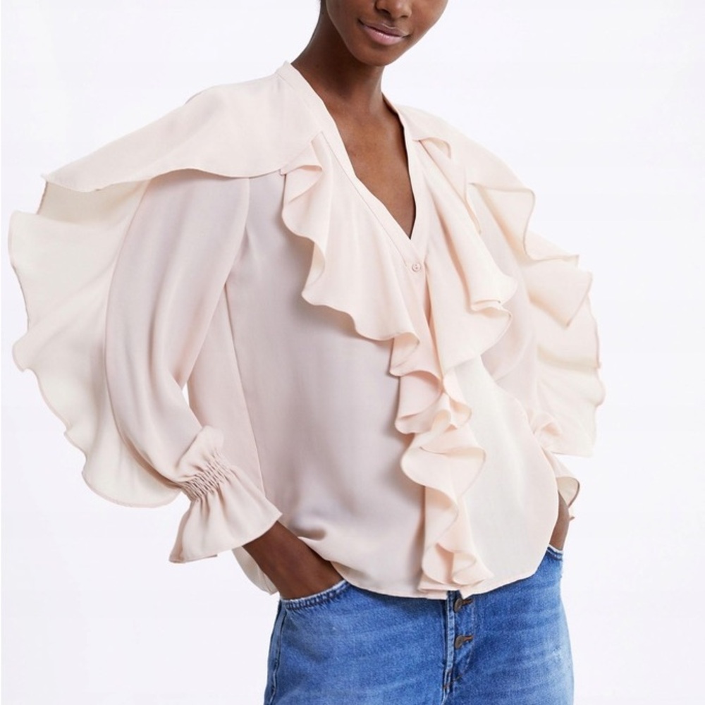 Zara Blush Ruffled Blouse